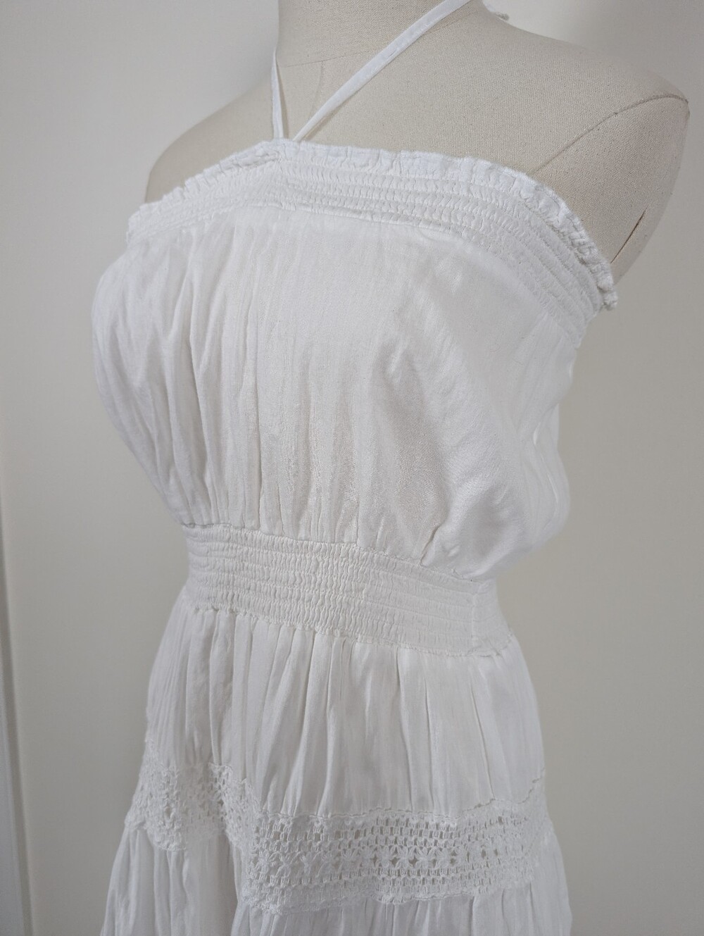 Y2K White Mini Dress Size Small Boho - Picture 9 of 9